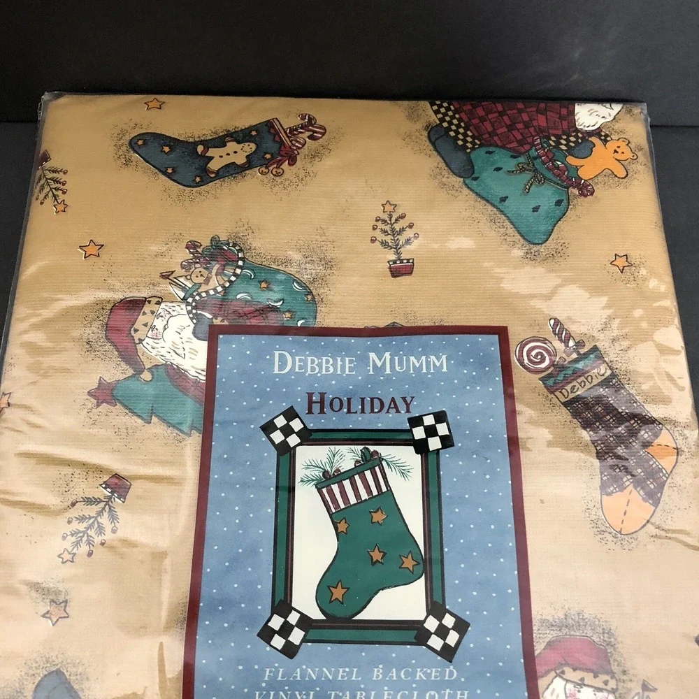 Debbie Mumm Magic Of Santa Vinyl Tablecloth Flannel Backed 52